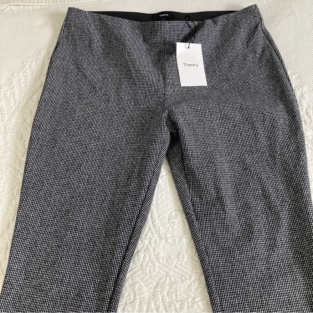 NWT Theory skinny legging pant houndstooth stretch ponte knit zipper ankles XL